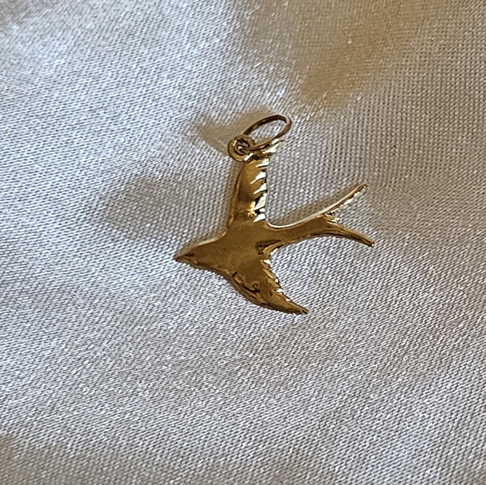 Small 14k Flying Barn Swallow Pendant